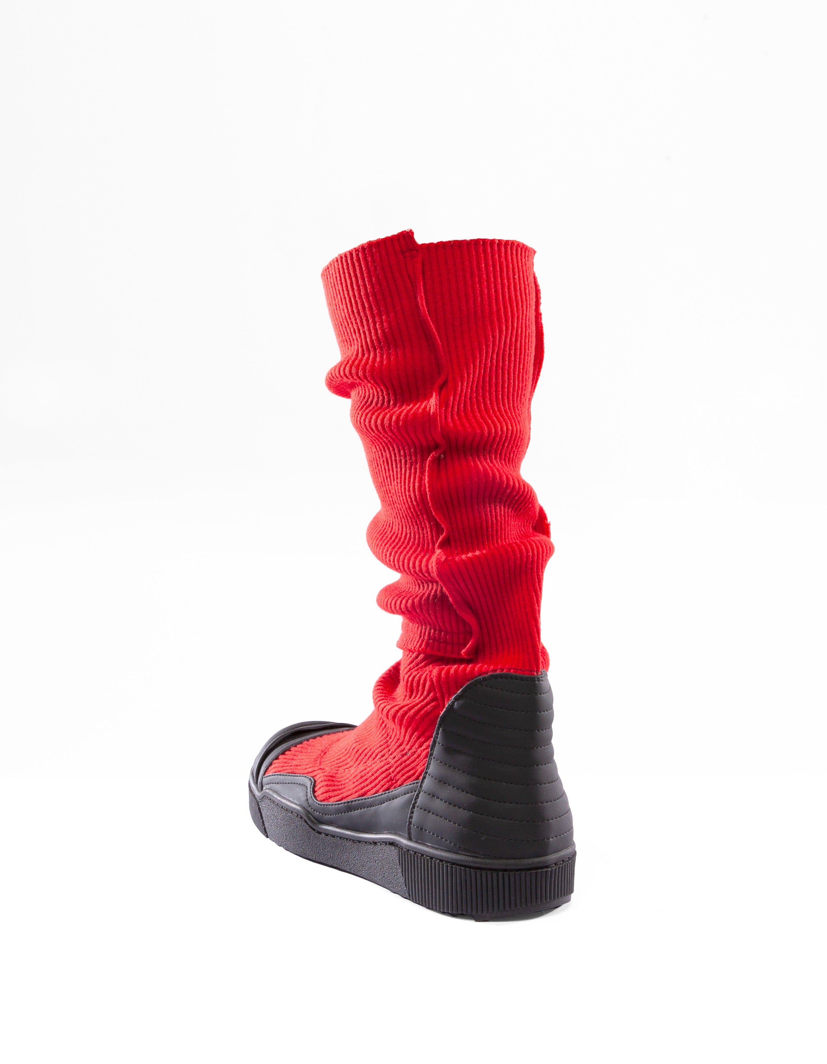 RIB BOOTS RED M