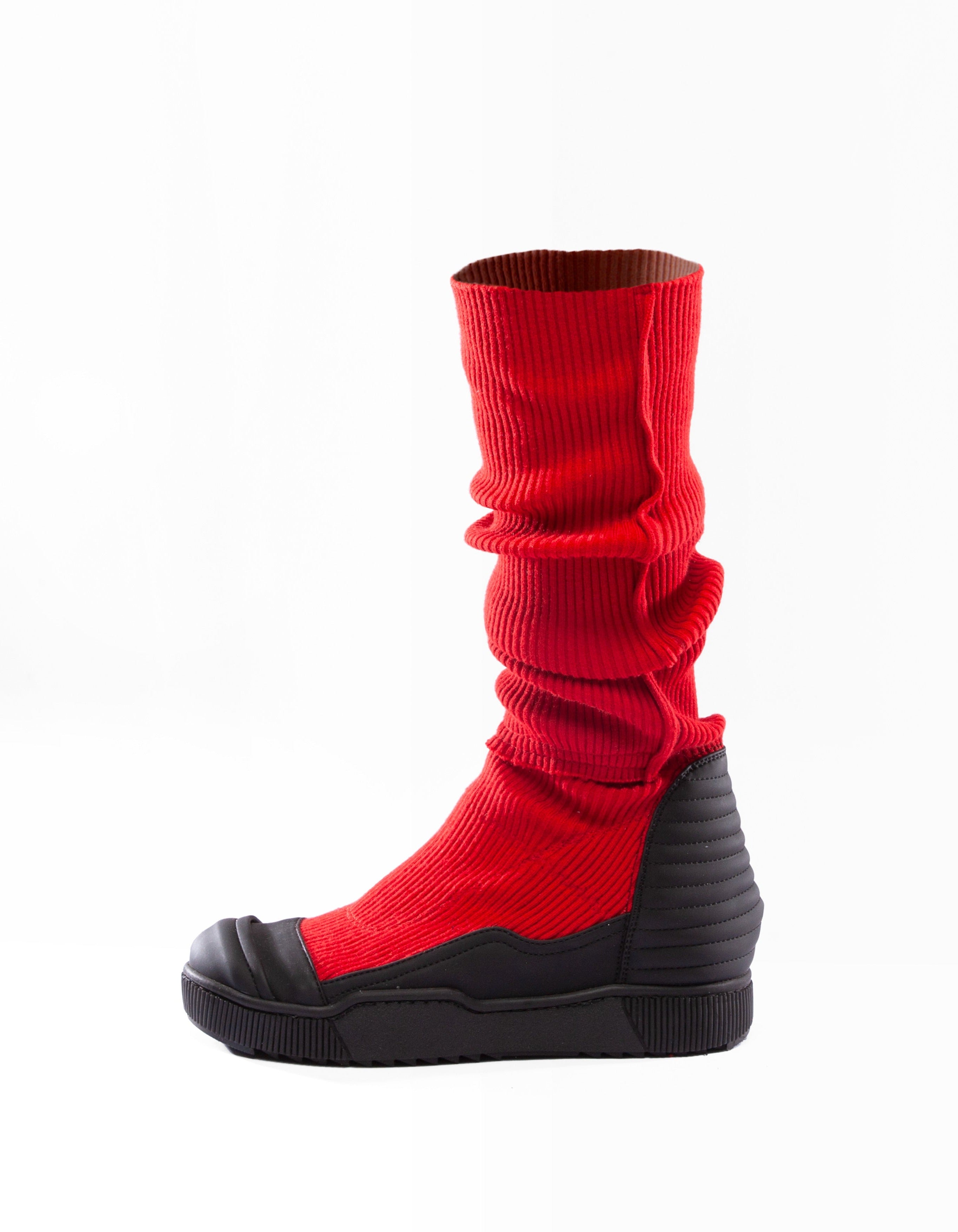 RIB BOOTS RED W