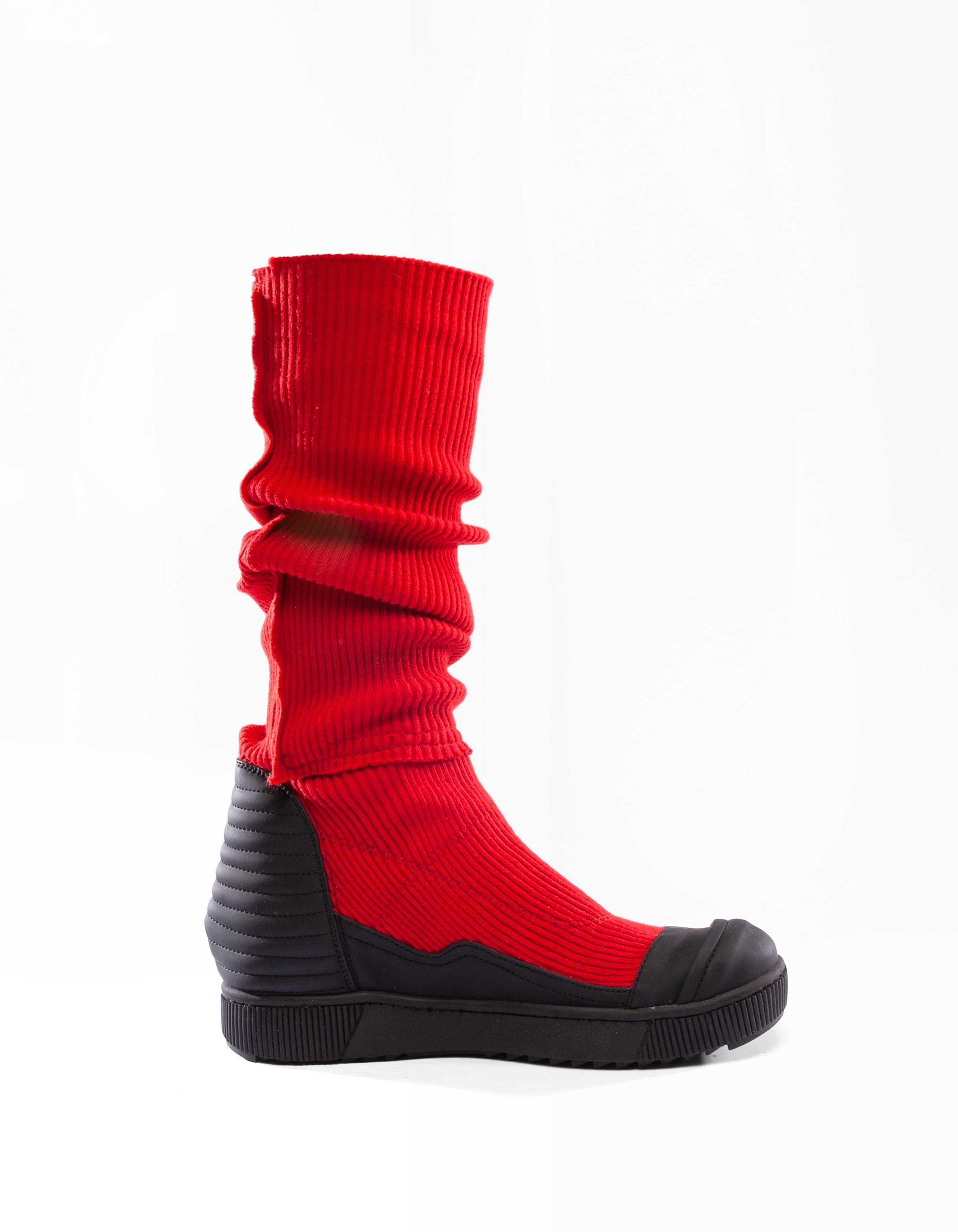 RIB BOOTS RED W