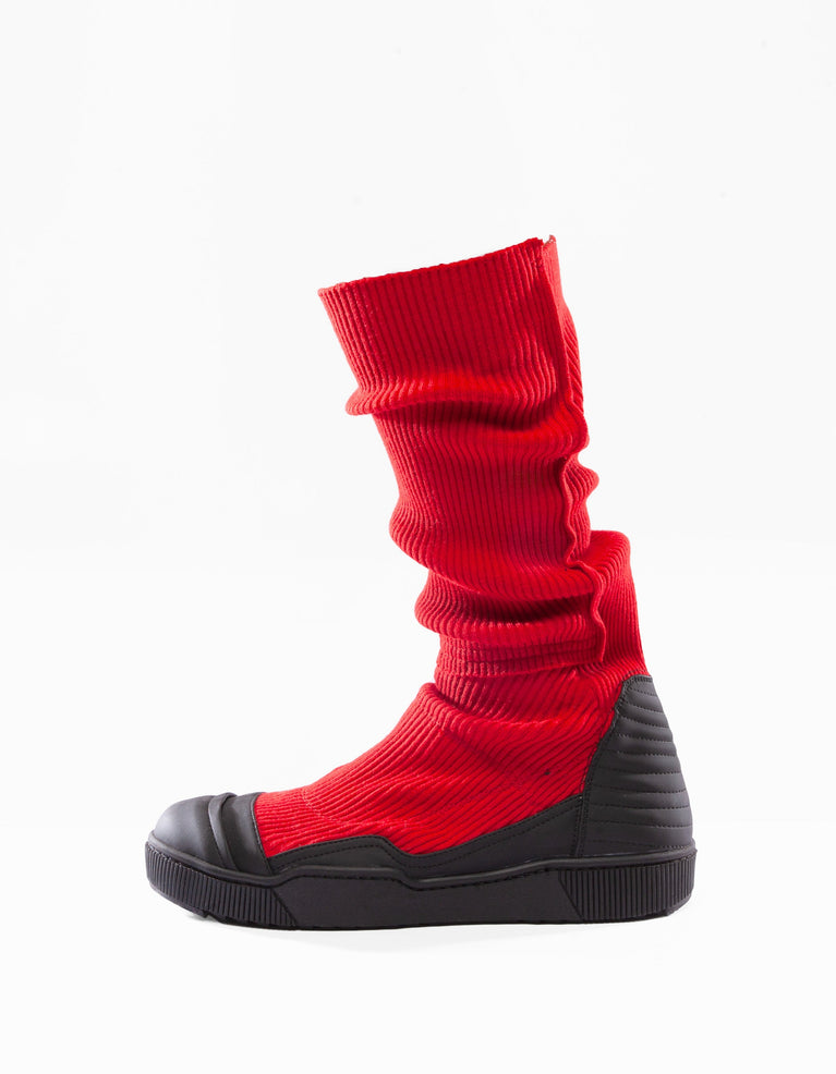 RIB BOOTS RED M