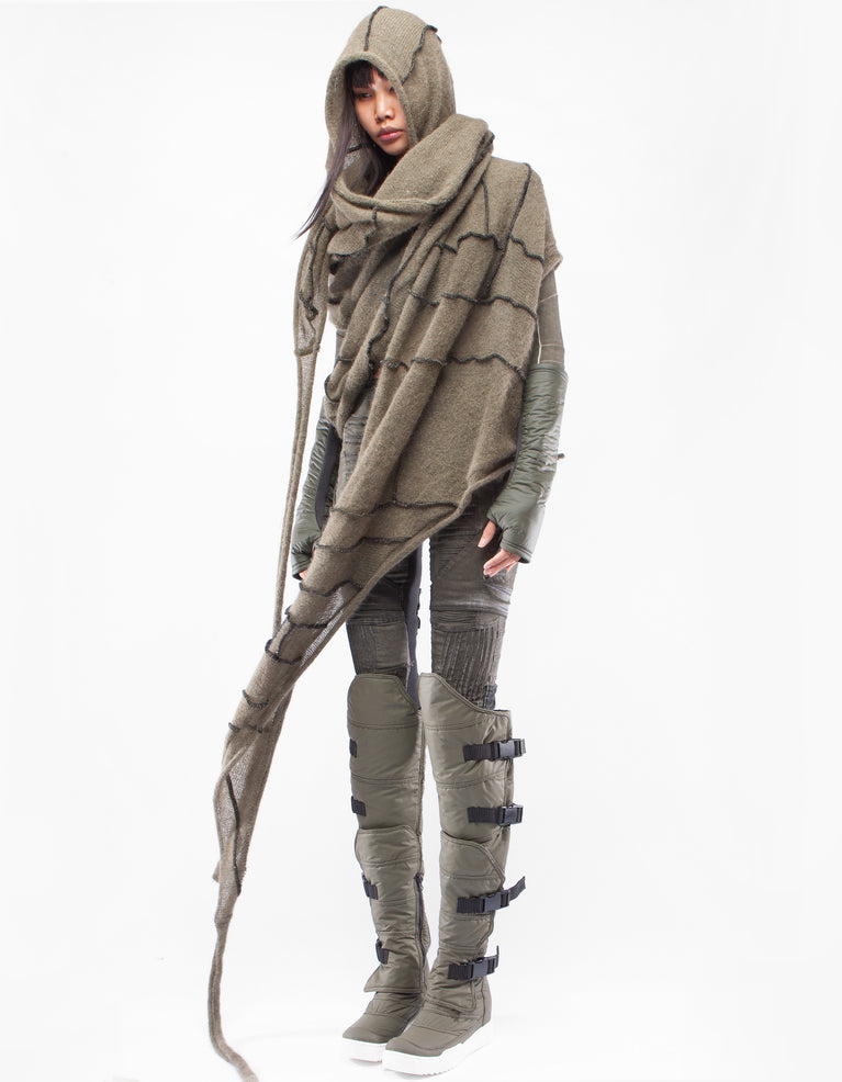 SHAWL HOOD MOSS